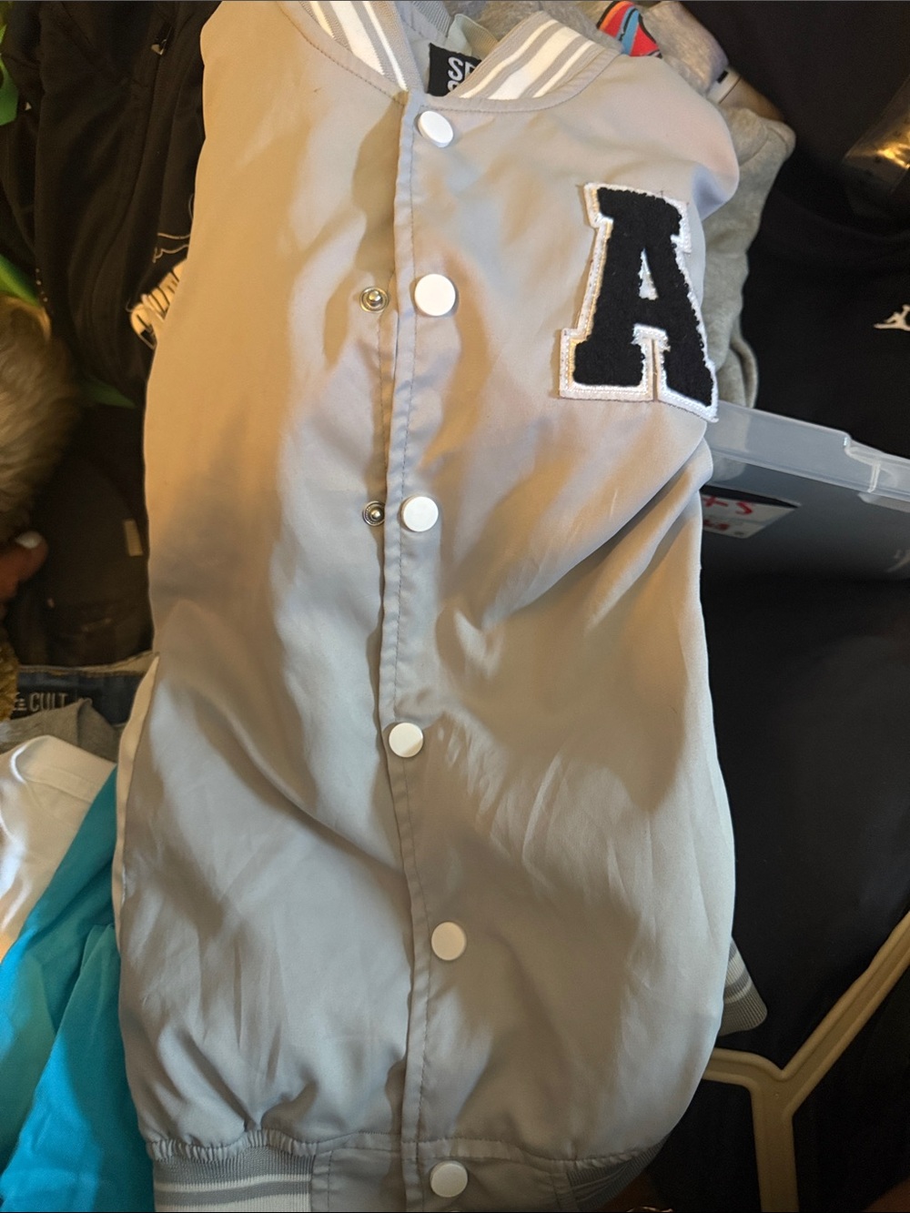 Gray Varsity Letter A Bomber Jacket